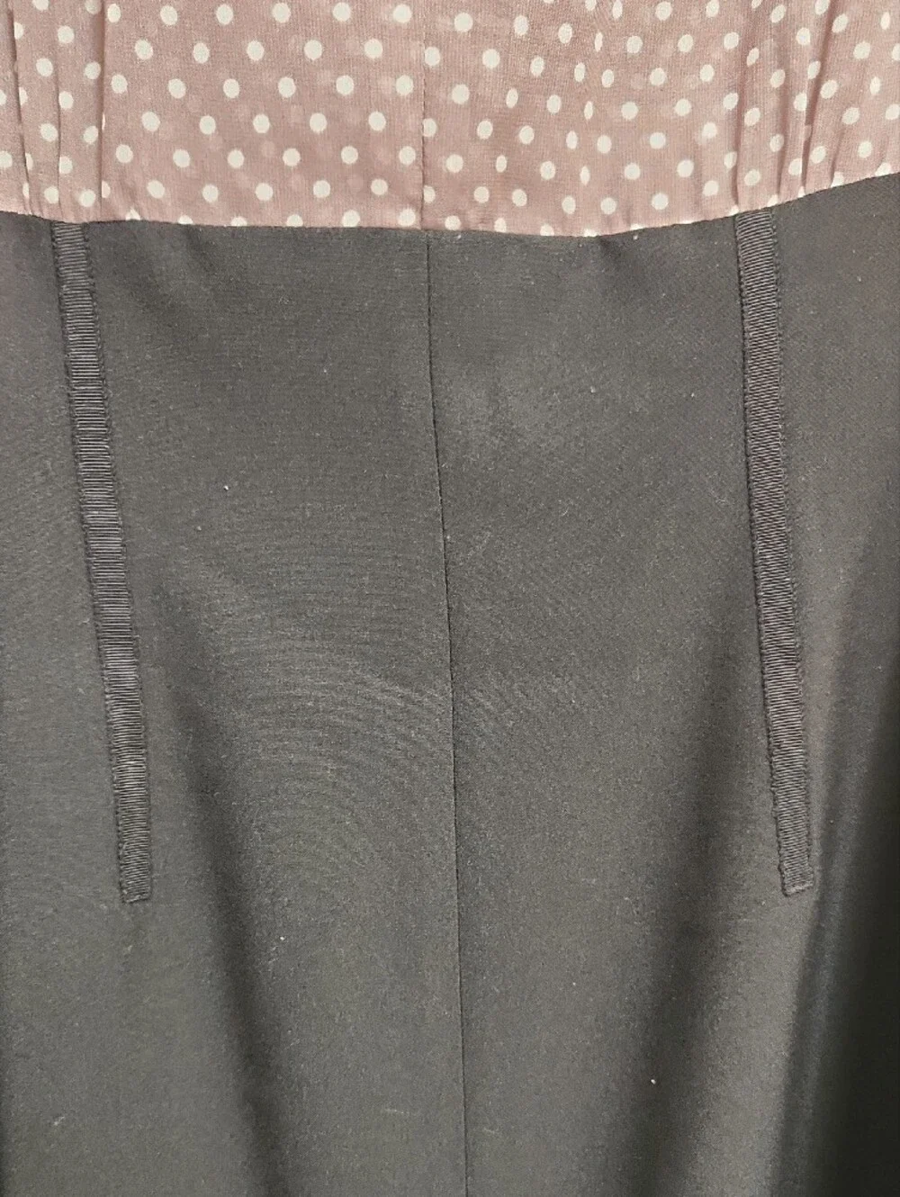 Anne Klein Black & Taupe Polka Dot Ruffle Sheath Midi Dress